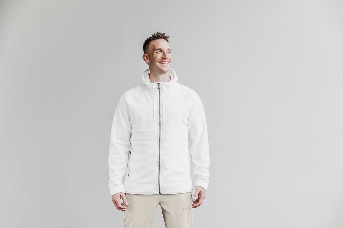 Nobull Arctic Zip-up Men's Jackets White | Australia (JC7938)